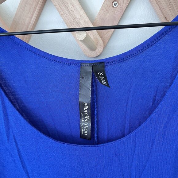 EllumiNation Asymmetrical Sleeveless Layered Dress - Set Of 2 - Coral & Blue 1X - Picture 4 of 7